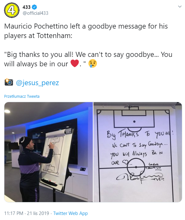 WIADOMOŚĆ Mauricio Pochettino dla piłkarzy Tottenhamu